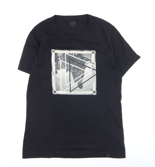 Pretty Green Men's Black Graphic Print Cotton T-Shirt Size L