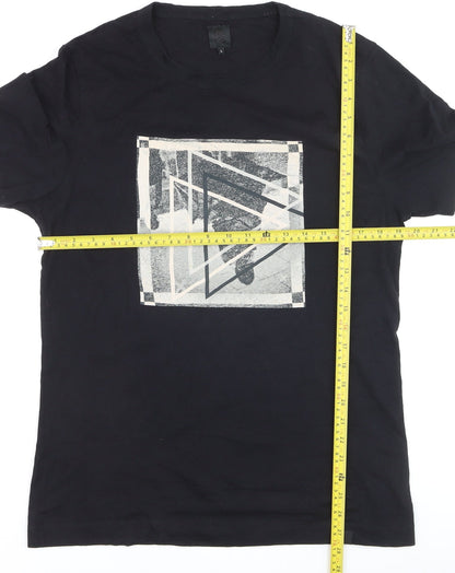 Pretty Green Men's Black Graphic Print Cotton T-Shirt Size L