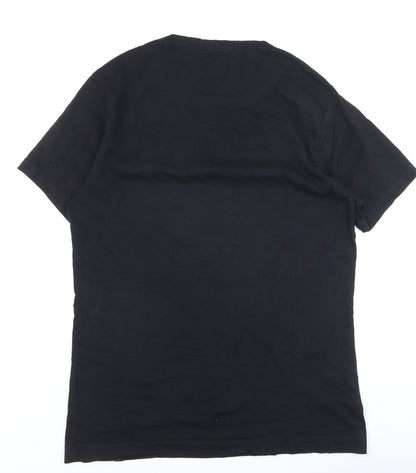 Pretty Green Men's Black Graphic Print Cotton T-Shirt Size L