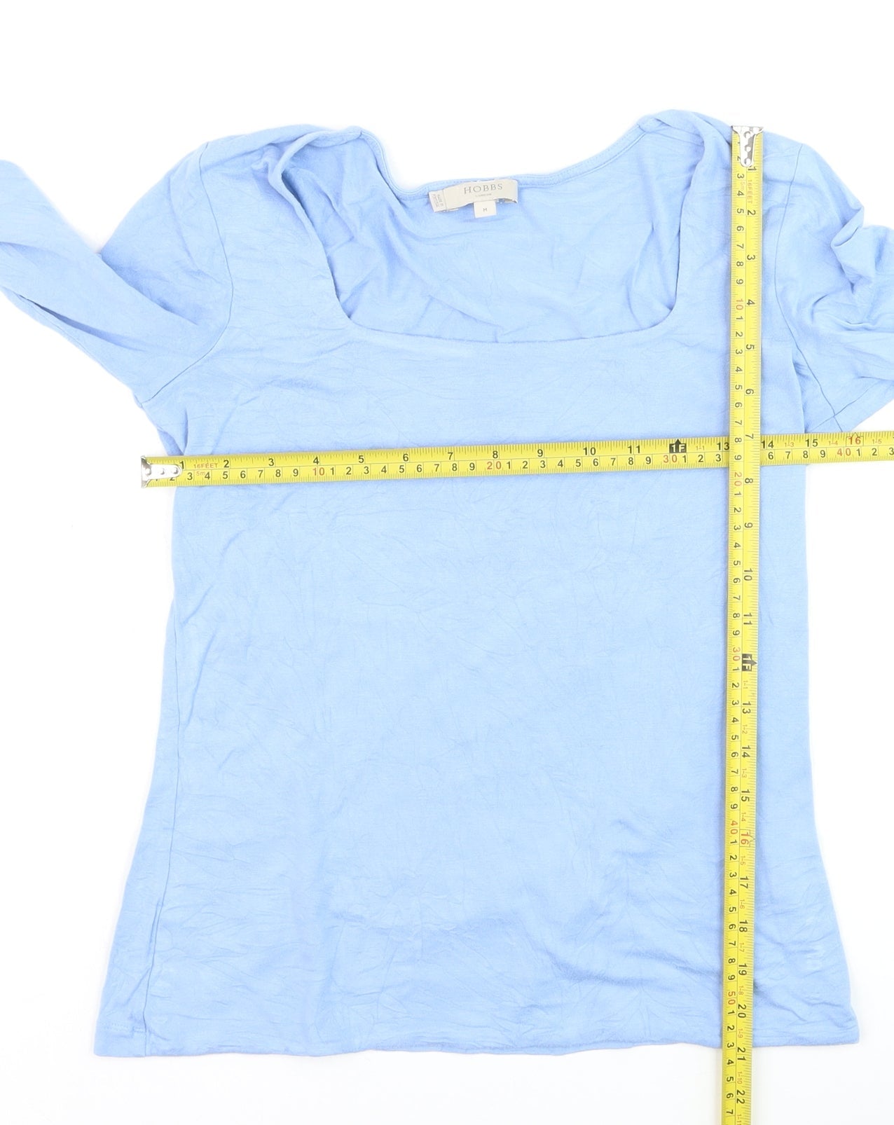 Hobbs Women Blue Long Sleeve Square Neck Basic Jersey Top M