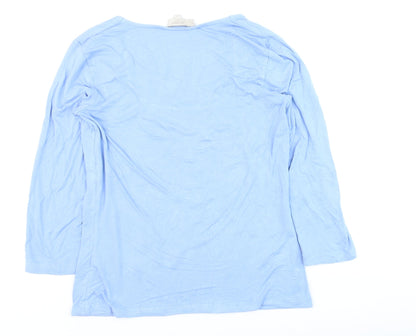 Hobbs Women Blue Long Sleeve Square Neck Basic Jersey Top M