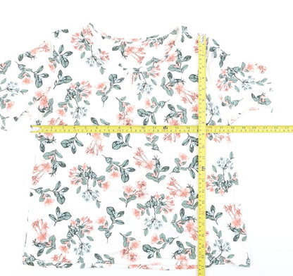 Marks and Spencer Womens Ivory Floral Viscose T-Shirt Size 14