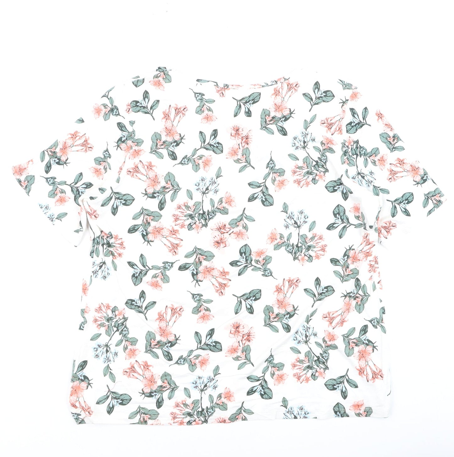 Marks and Spencer Womens Ivory Floral Viscose T-Shirt Size 14