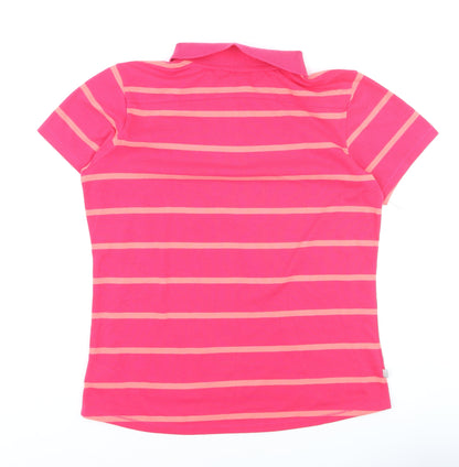 LA Gear Womens Pink Striped Polo Shirt Size 16 Short Sleeve