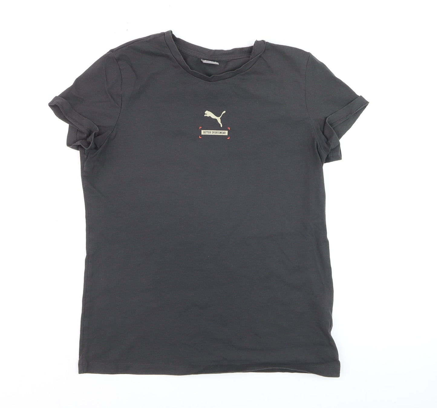 Puma Women's Black Cotton Basic Crew Neck T-Shirt M