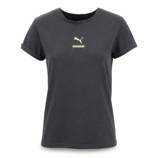 Puma Women's Black Cotton Basic Crew Neck T-Shirt M