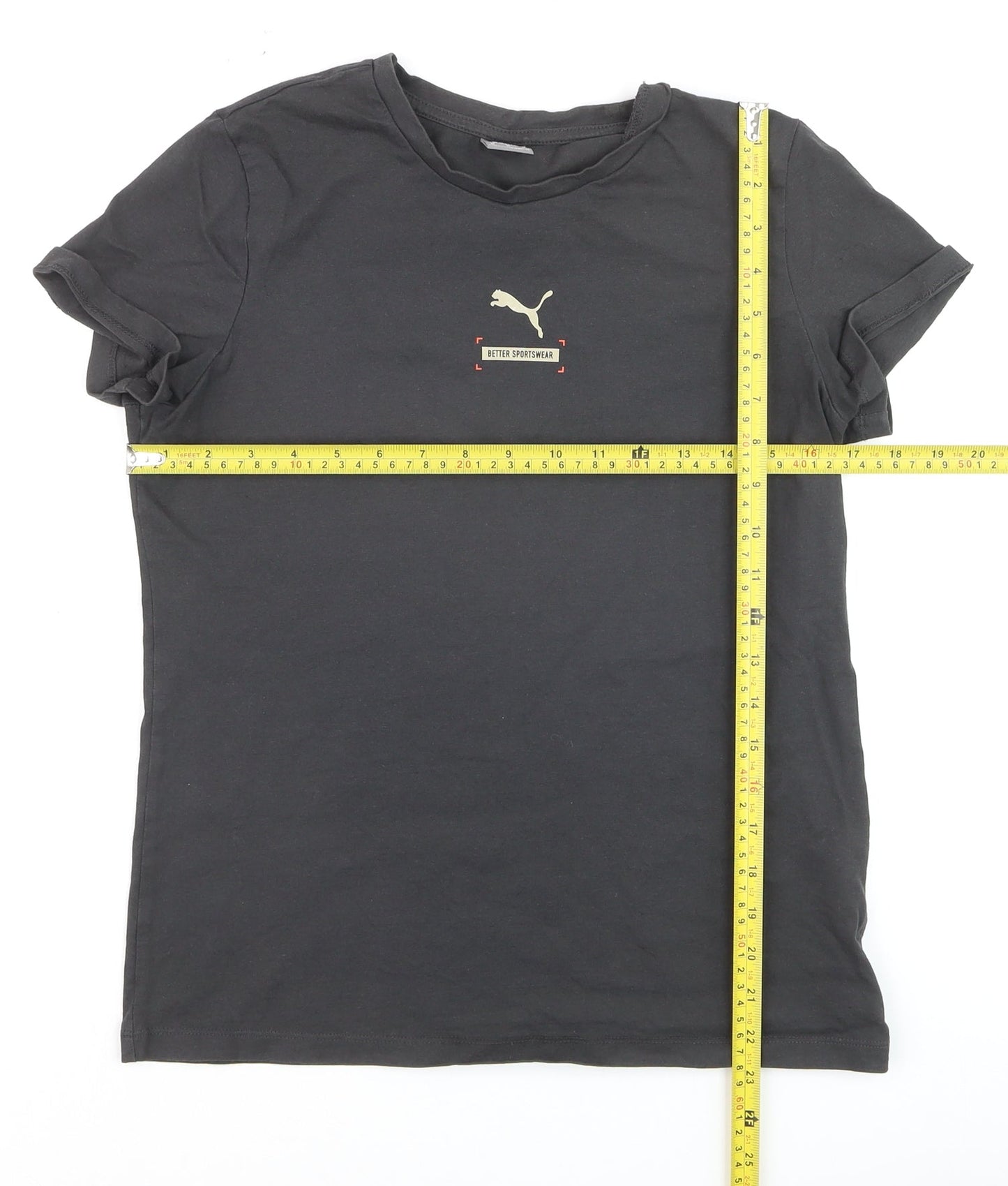 Puma Women's Black Cotton Basic Crew Neck T-Shirt M