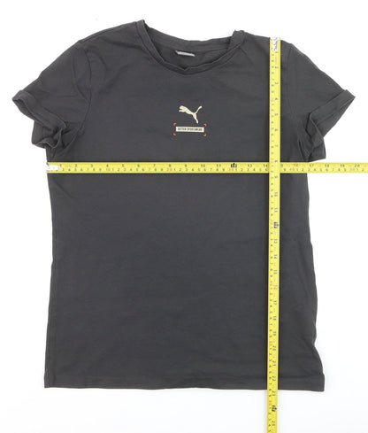 Puma Women's Black Cotton Basic Crew Neck T-Shirt M