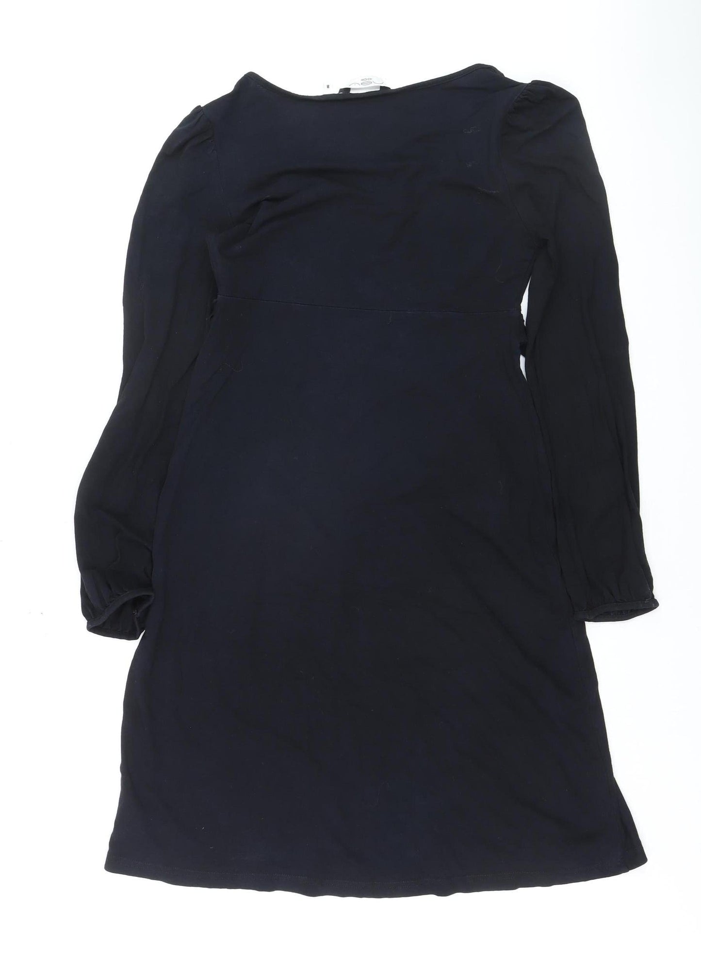 New Look Women Black Size 8 Fit & Flare Long Sleeve Dress