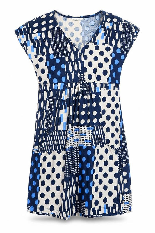 White Stuff Women’s Blue A-Line Jersey V-Neck Dress Size 12