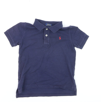 Ralph Lauren Boys Navy Blue Polo Shirt Size 5 Years Classic Cotton Short Sleeve