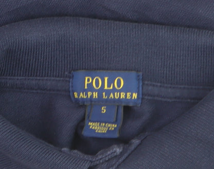 Ralph Lauren Boys Navy Blue Polo Shirt Size 5 Years Classic Cotton Short Sleeve