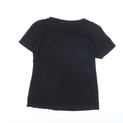 QED London Womens Black Beaded AMOUR Short Sleeve Cotton T-Shirt M