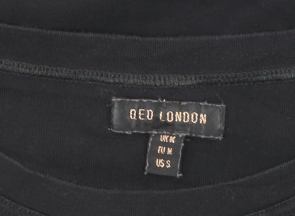 QED London Womens Black Beaded AMOUR Short Sleeve Cotton T-Shirt M