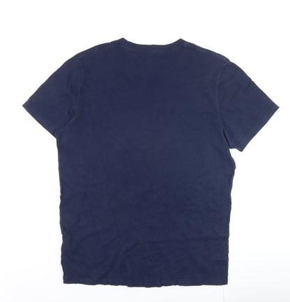 Hollister Men Blue Slim Fit Crew Neck Cotton T-Shirt M