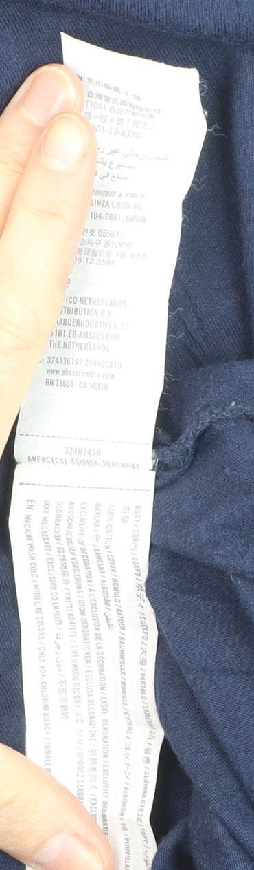 Hollister Men Blue Slim Fit Crew Neck Cotton T-Shirt M