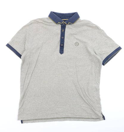 Henri Lloyd Men's Grey Short Sleeve Slim Fit Polo Shirt L