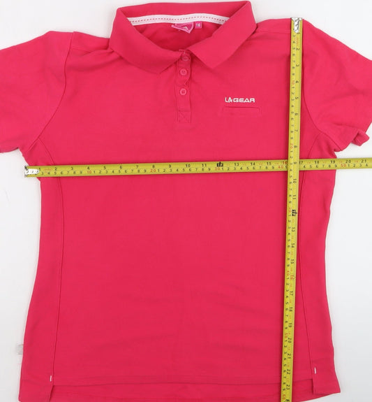 LA Gear Women's Pink Polo Shirt Size 16 Short Sleeve Cotton