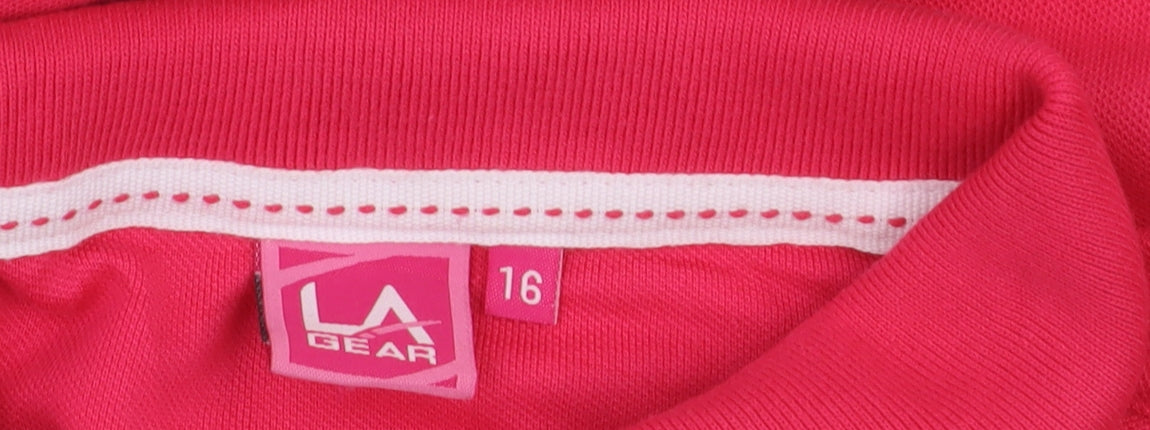 LA Gear Women's Pink Polo Shirt Size 16 Short Sleeve Cotton