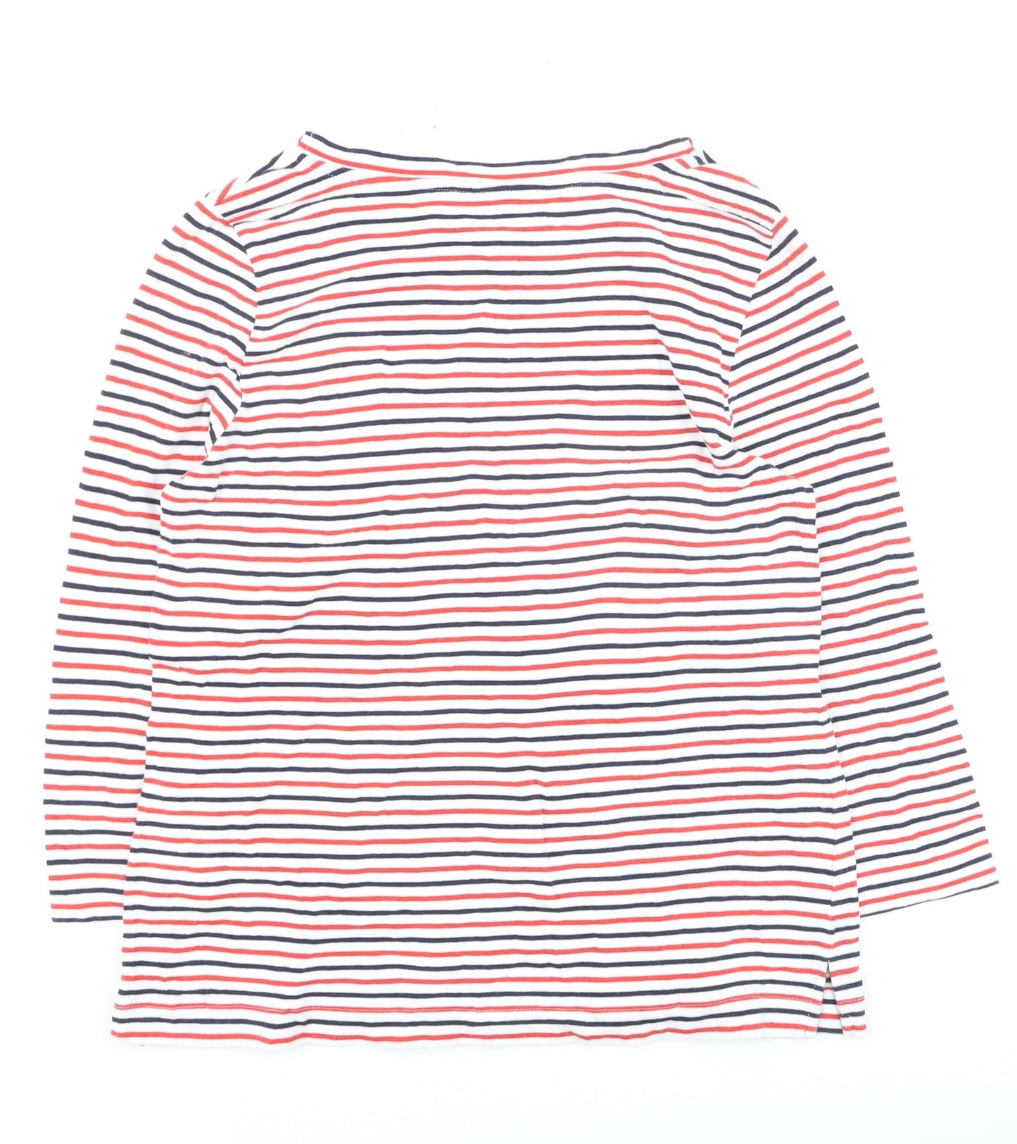 Editor's Cut Women's Multicoloured Striped 3/4 Sleeve Cotton T-Shirt Size 12