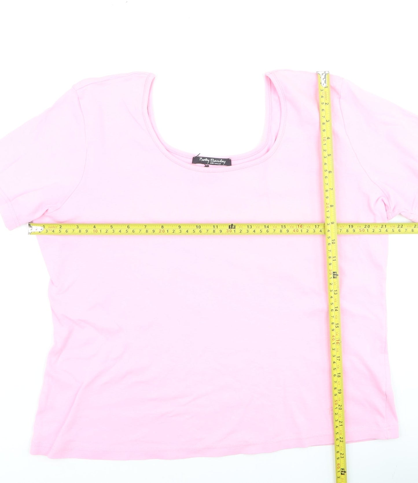 Betty Barclay Womens Pink Basic Short Sleeve Cotton T-Shirt Size 18