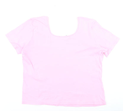 Betty Barclay Womens Pink Basic Short Sleeve Cotton T-Shirt Size 18