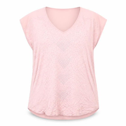Next Women Pink Beaded Chiffon Blouse Size 16 V-Neck Short Sleeve
