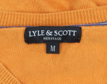 Lyle & Scott Mens Orange V-Neck Cotton Knit Pullover Sweatshirt M