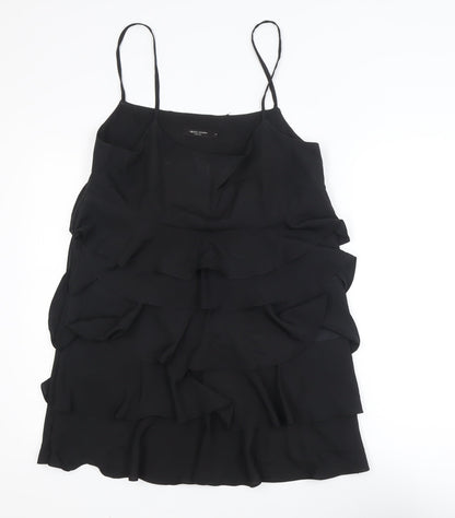 G2000 Women Black Ruffle Layered Chiffon Slip Dress Size 12