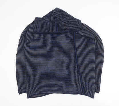 Cecil Men's Blue Striped Hooded Pullover Jumper Size S
