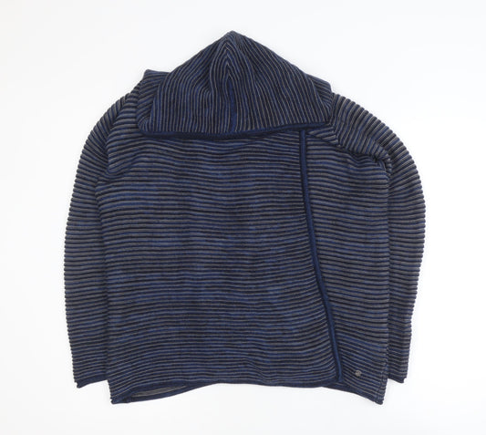 Cecil Men's Blue Striped Hooded Pullover Jumper Size S