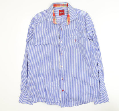 6th Sense Blue Striped Long Sleeve Cotton Button-Up Shirt L