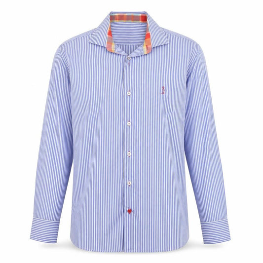 6th Womens Sense Blue Striped Long Sleeve Cotton Button-Up Shirt L