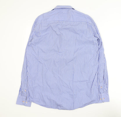 6th Sense Blue Striped Long Sleeve Cotton Button-Up Shirt L