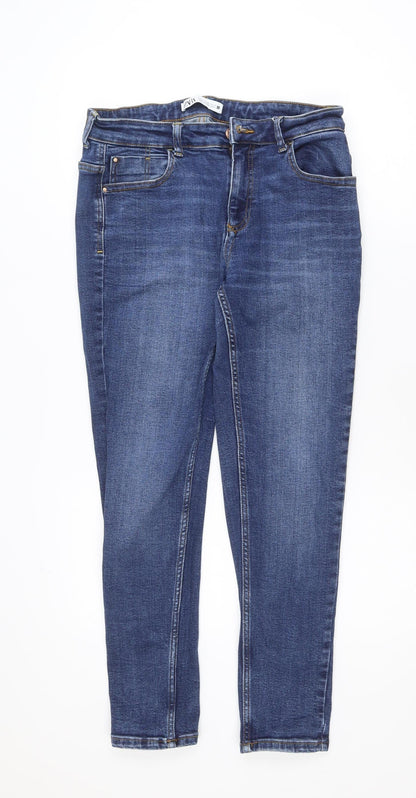 Zara Women Blue Skinny Denim Jeans Size 14 Slim Fit