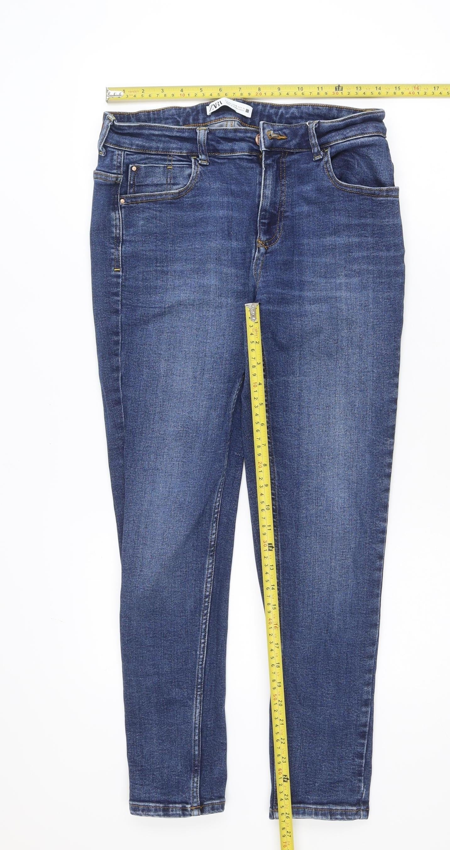 Zara Women Blue Skinny Denim Jeans Size 14 Slim Fit