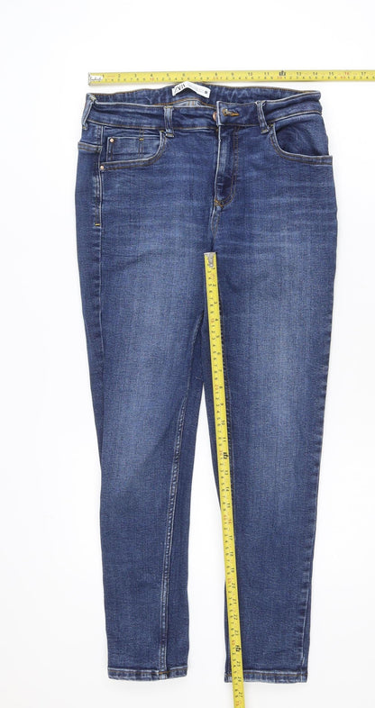 Zara Women Blue Skinny Denim Jeans Size 14 Slim Fit