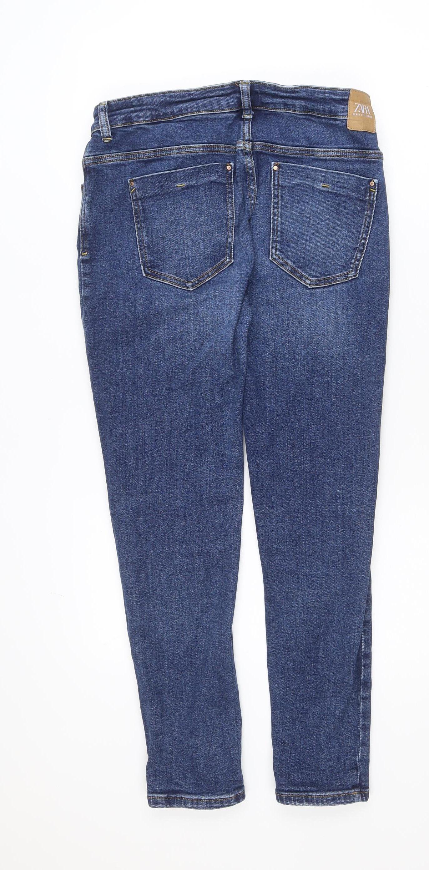 Zara Women Blue Skinny Denim Jeans Size 14 Slim Fit