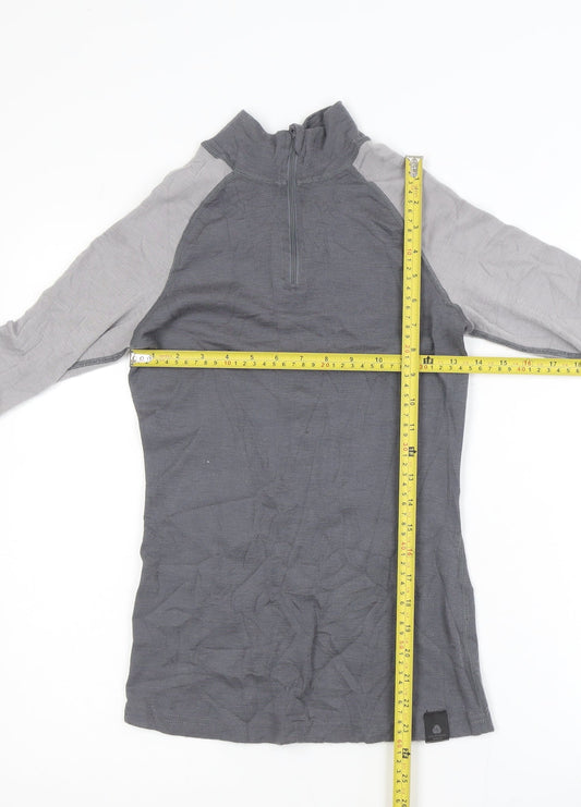 Mountain Warehouse Women Grey Merino Wool Activewear Half Zip Jacket Size 8