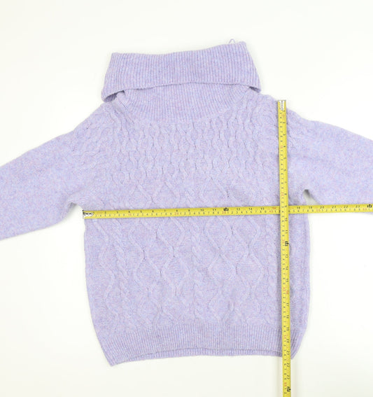 ISLE Collection Women’s Purple Roll Neck Cable Knit Jumper Size M