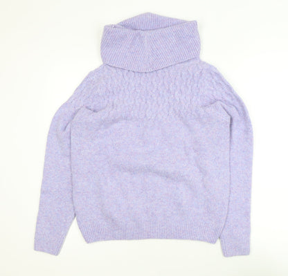 ISLE Collection Women’s Purple Roll Neck Cable Knit Jumper Size M