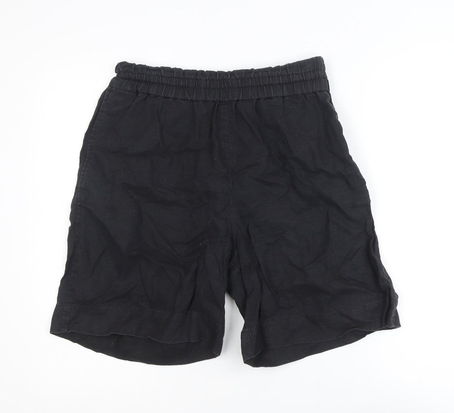 COS Men's Black Linen Elastic Waist Shorts M Relaxed Fit