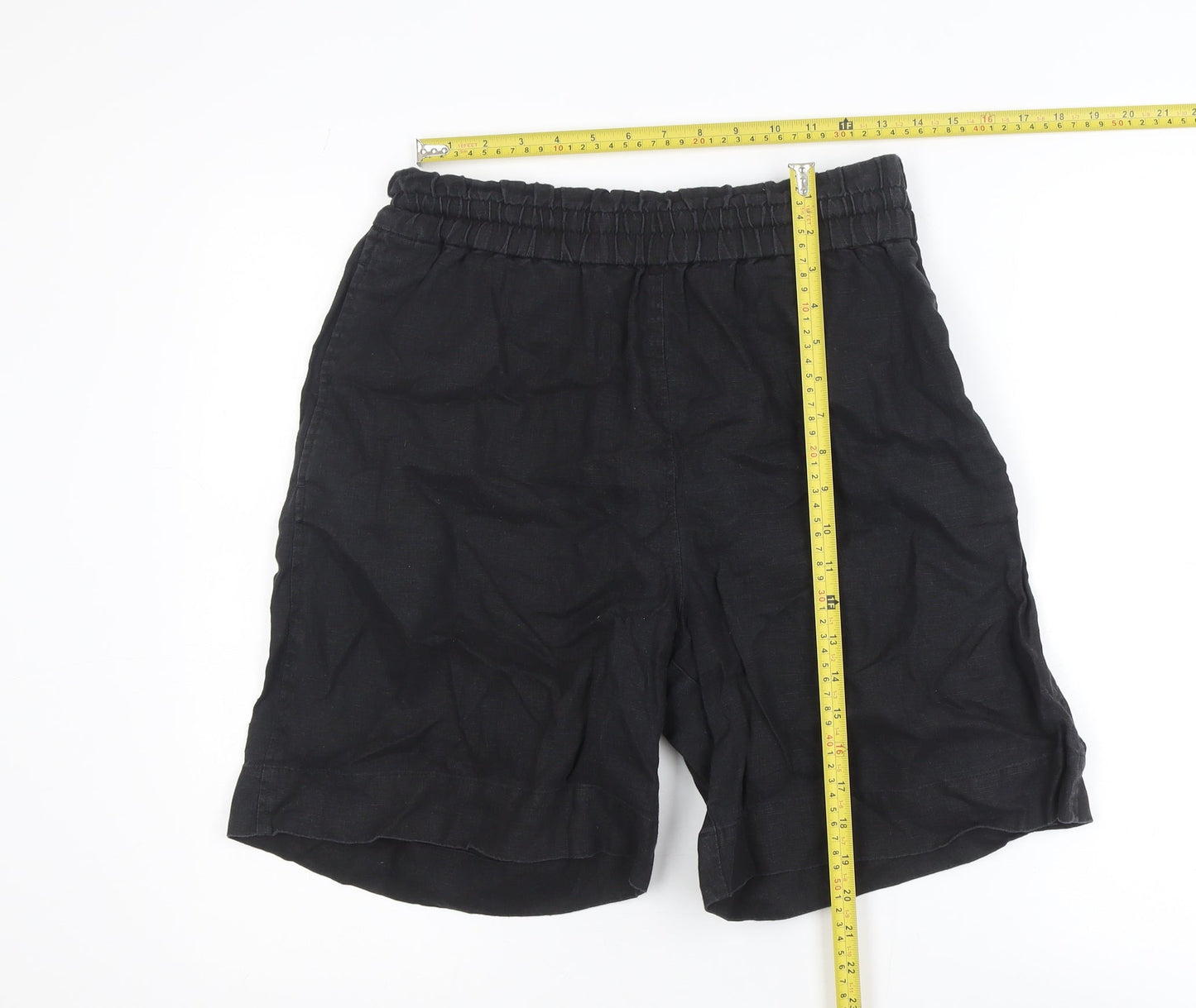 COS Men's Black Linen Elastic Waist Shorts M Relaxed Fit
