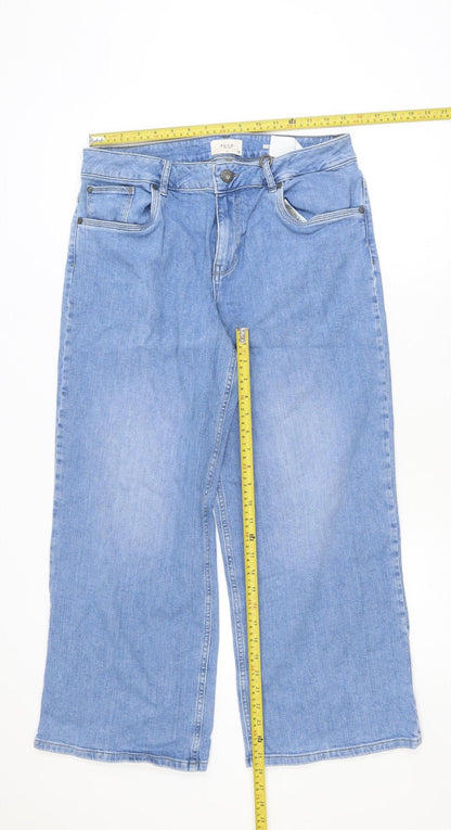Pulz Women's Blue Wide-Leg Denim Jeans Size 32