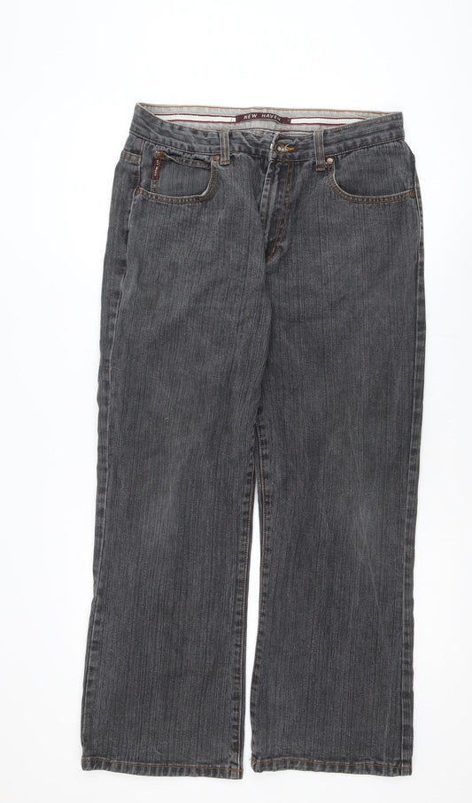 New Haven Men's Grey Straight Denim Jeans 34W 32L Regular Fit