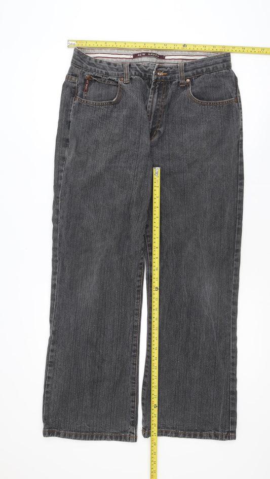 New Haven Men's Grey Straight Denim Jeans 34W 32L Regular Fit