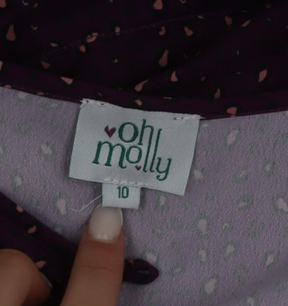 Oh Molly Women's Purple Animal Print A-Line Dress Size 10