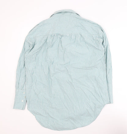 Vero Moda Women’s Green Striped Cotton Button-Up Shirt Size S