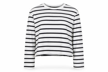 H&M Women’s White Black Striped Long Sleeve Cotton T-Shirt Size S