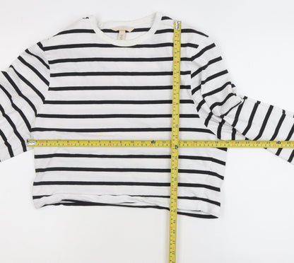 H&M Women’s White Black Striped Long Sleeve Cotton T-Shirt Size S